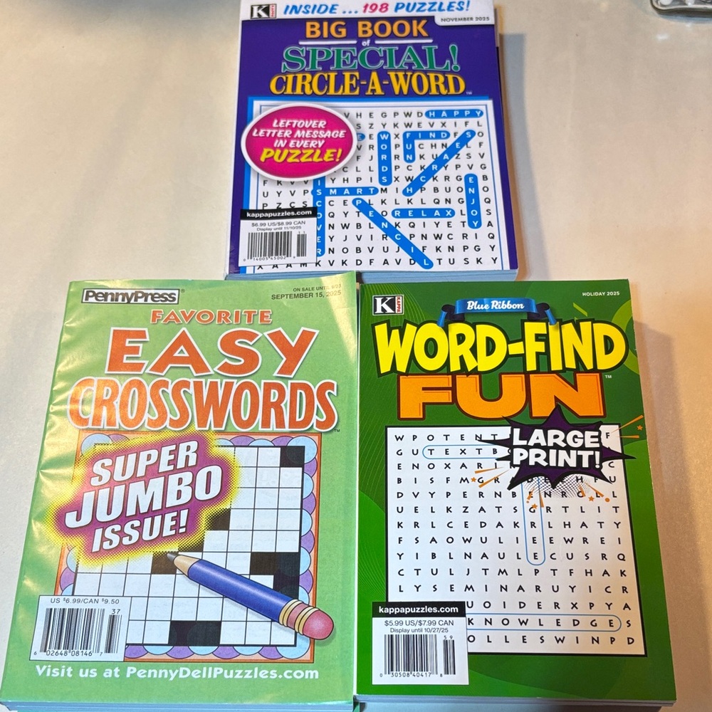 Penny Press Crossword and Kappa Word-Find Puzzle Books